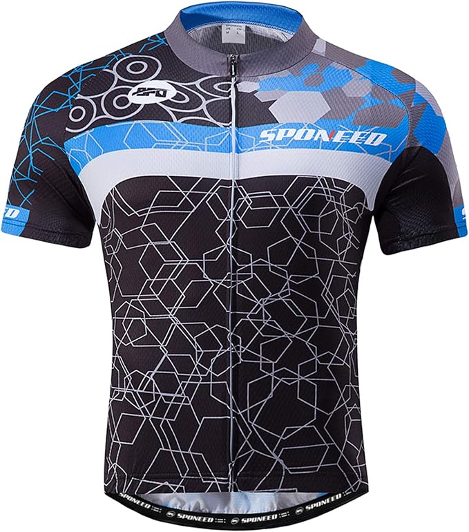 sponeed Men's Cycling Jerseys Tops Biking Shirts Short Sleeve Bike Clothing Full Zipper Bicycle Jacket with Pockets