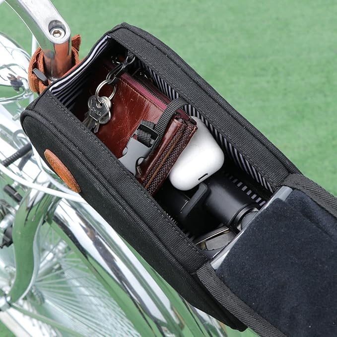 TOURBON Water-resistant Bike Bag Cell Phone Holder Bicycle Handlebar Pouch Cycling Top Tube Frame Case with Transparent Window - Black