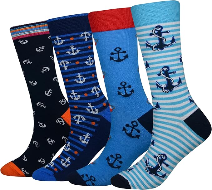 Cansok Men's 2/4 Packs Fun Crazy Novelty Dress Crew Socks