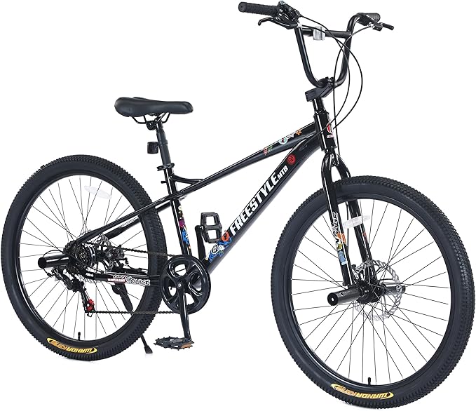 Freestyle Teen Bike Double Disc Brakes 26 inch BMX Bike High-Aluminum/Carbon Steel Frame, for for Teen Bike and Adult Bikes, with 2 Pegs, Bicycles for Men and Women, Multiple Colors