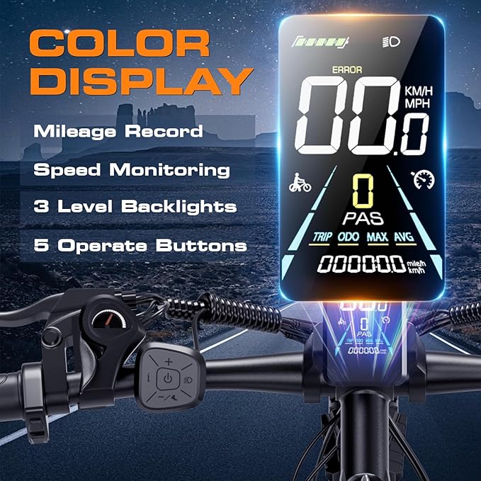2000W Electric Bike for Men Women 48V 17.5Ah Battery, 29'' Fast Ebike,Max 34 Mph to 80 Miles, Front Suspension Class 3, Snow Off Road Commuter Mountain E-Bike for Adults