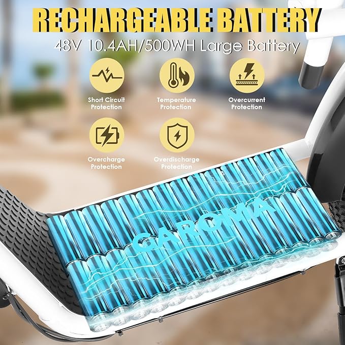 Caroma Electric Scooter with Seat for Adults, 800W Peak Motor, 20MPH & 30Miles Long Range, 20" Fat Tire Commuter E-Scooter with Basket for Grocery, Pets, and Daily Commute