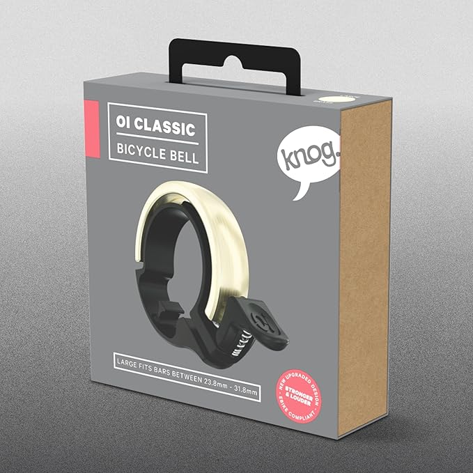 Knog Oi Bike Bicycle Bell - Original Luxury Styles, Built-in Cable Clip, Adult/Youth Bicycle Bell (Black, Copper, Brass, Aluminum)