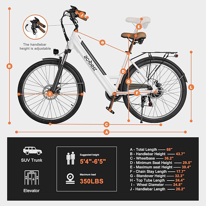 ACTBEST Core-Swept Electric Bike for Adults - 468Wh Removable Battery, Peak 750W Brushless Motor Cityrun Ebike,Up to 50 Miles, 26" Step Thru Commuter Electric Bicycle, with 7 Speed, E-Bikes