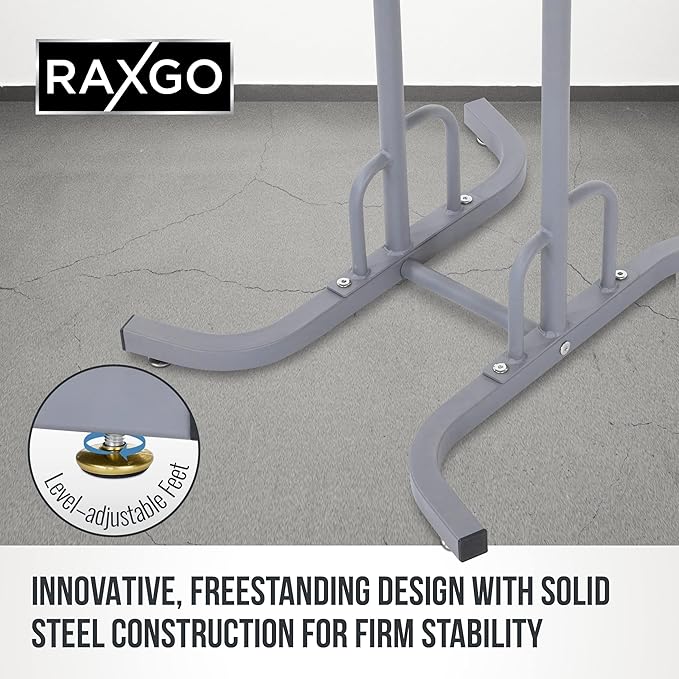 RaxGo Bike Garage Storage Rack, 2 Bicycle Garage Floor Stand, Freestanding, Adjustable Hooks, for Mountain & Road Bicycles, Universal for Indoor Use