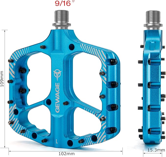 Mountain Bike Pedals -Bicycle Flat Pedals Aluminum 9/16" Sealed Bearing -Wide Platform for Road Mountain Gravel BMX MTB Bike Ideal for Downhill & Trail