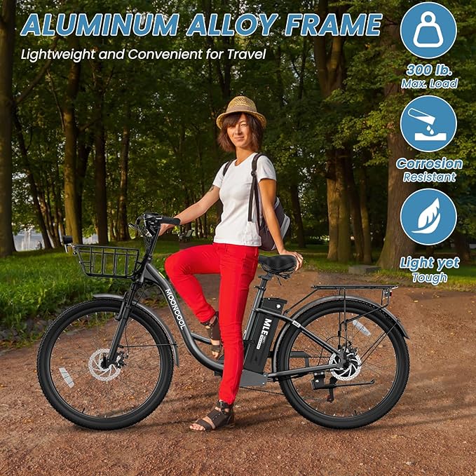 LILYPELLE Electric Bike for Adults, 700W Peak Power Commuter Ebike with 36V 10.4Ah Removable Battery, 7-Speed 24'' 26'' Tires City Cruiser Ebike E-Bicycle