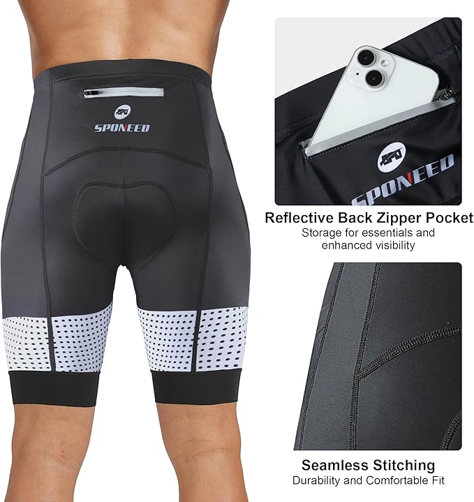 sponeed Men's Cycling Shorts Padded Bicycle Riding Pants Bike Biking Clothes Cycle Wear Tights