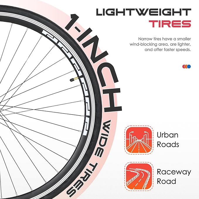 700C Wheel Road Commuter Bike, 14 Speed Shifter, Dual Disc Brakes Racing Bicycle with Light Aluminum Alloy Frame for Adult Men and Women