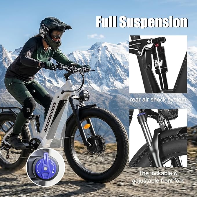 8000w Electric Bike for Adults, 60V 32Ah Battery Ebike, Fat Tire & Long Range Electric Bicycles, 210Nm Mountain Bike Full Suspension, Hydraulic Brake Electric Bicycle