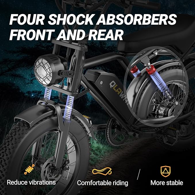 Fat Tire Electric Dirt Bike 750w for Adults 20" Full Suspension Electric Motorcycle Ebikes 48V 18AH Removable Battery,31MPH Top Speed,LED Headlights, Turn Signals,40-70 Miles Range