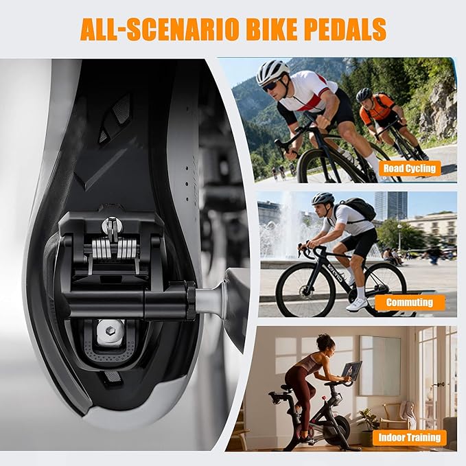 WOWSPORT Look Keo Road Bike Pedals - Lightweight Clipless Pedals with Sealed Bearings & Nylon/Carbon Body | 9/16″ Spindle, Compatible with Look Keo Cleats for Indoor & Road Cycling