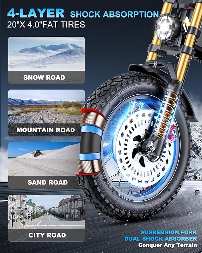 ANIIOKI Electric Bike for Adults,70Ah Removable Battery,200+ Miles Long Range,7-Gear Speed All-Terrain E-Bike
