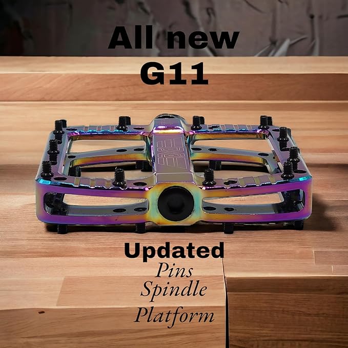 PDX G11 Mountain Bike Pedal MTB Pedal Large Concave Platform Machined Aluminum Polished Bicycle Non-Slip Pedals 9/16 Chromoly Spindle Smooth Ball Bearings