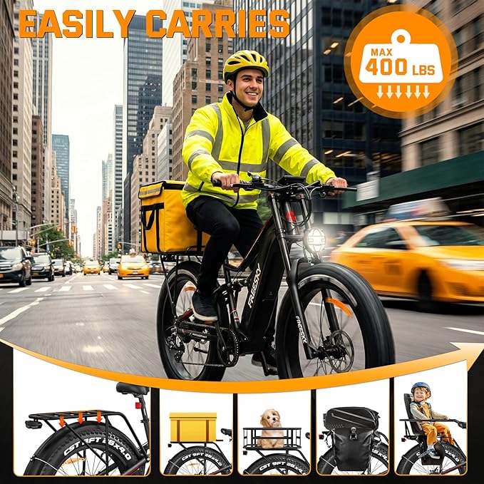 FREESKY 3500W BAFANG Motor Electric Bike for Adults, 48V 30Ah Samsung Cells Battery Ebike 120 Miles, 38+MPH, 26" Fat Tire Dirt All-Terrain Mountain E Bike, Full Suspension, UL 2849 Certified by TÜV