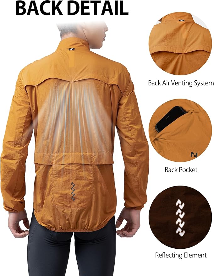 LAMEDA Cycling Jacket for Men Women Windbreaker Lightweight Packable Breathable Cycling Bike Jacket with Reflective Strips