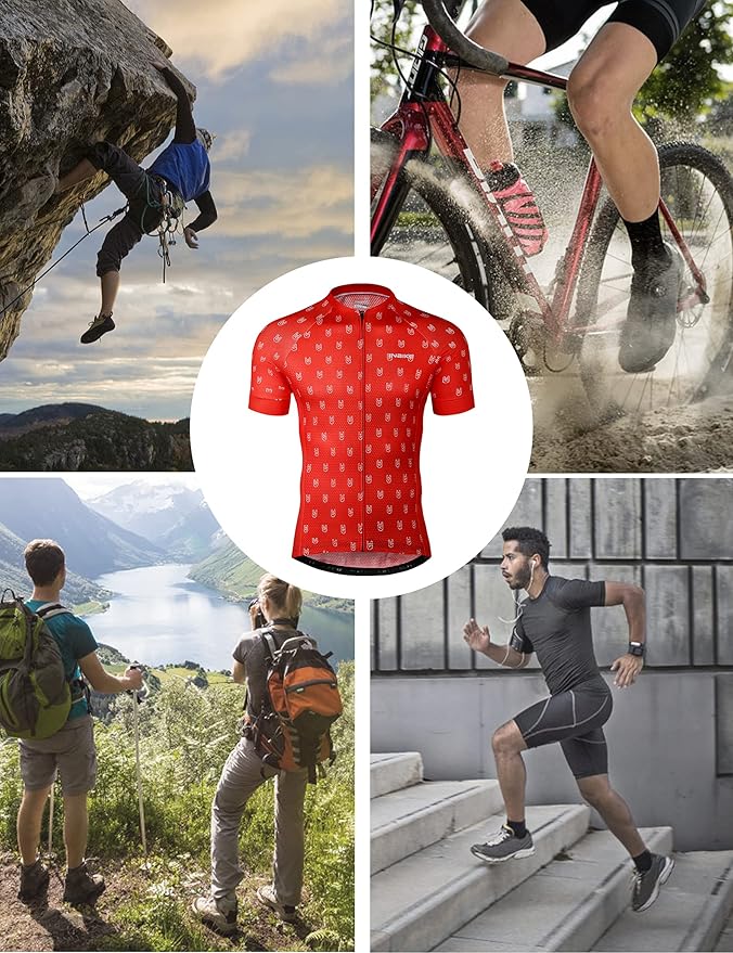 INBIKE Mens Cycling Jersey 3 Rear Pockets Moisture Wicking Short Sleeve Quick Dry Reflective Biking Shirts