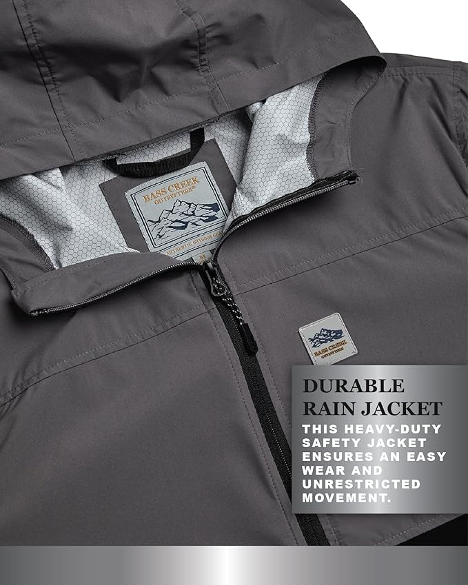 Bass Creek Outfitters Mens Windbreaker - Lightweight Mens Rain Jacket for Running Cycling Hiking with Hood