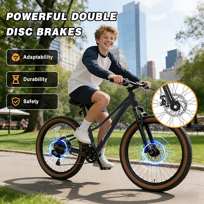 SPATIAL Mountain Bike, 20/24/26/27.5/29 inch Outdoor Cycling Bike,21/8 Speed Lightweight Aluminum Frame | Dual Disc Brakes,Adjustable Ergonomic Seat for Men Women Adult Teens