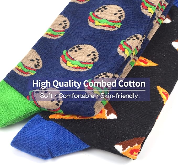 WeciBor Men's Dress Funny Crazy Colorful Novelty Combed Cotton Crew Socks 12 Pack - Size 7-10/10-13/13-15