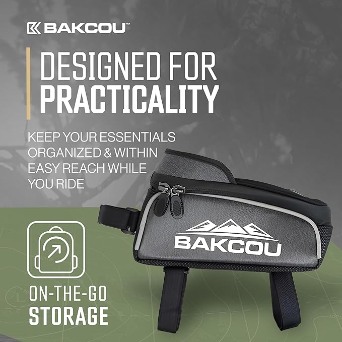 Bakcou - Bike Phone Bag with Clear Top Pouch - Weather-Resistant Cycling Case for Phones, Keys, Tools - Dual-Purpose Design for Convenient