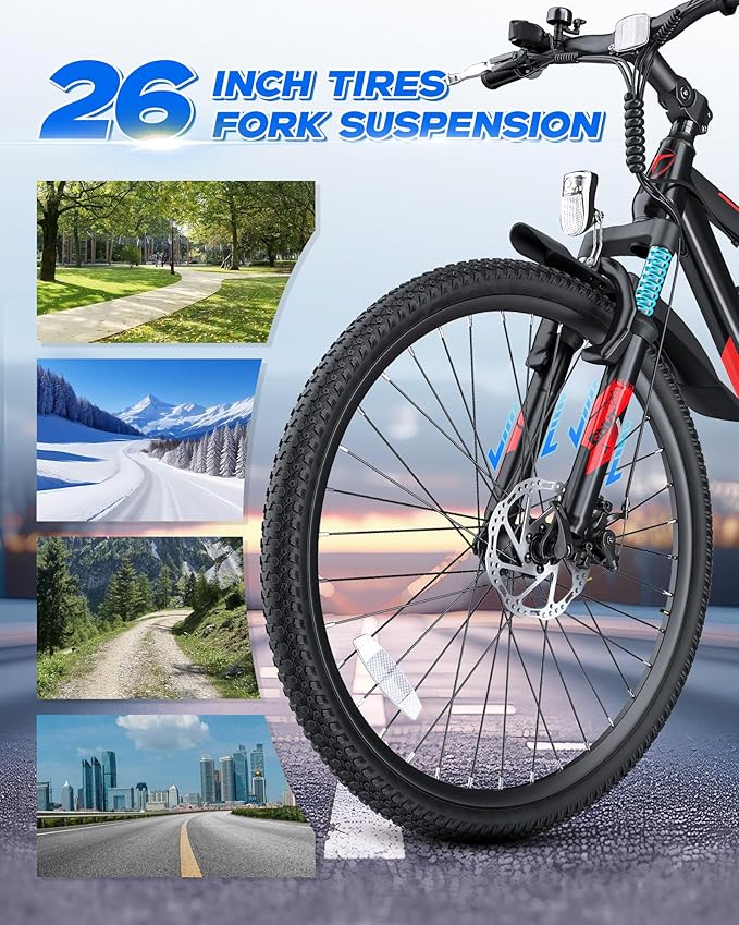 Electric Bike for Adults & Teens - 350W 26" Victor Ebike - 21-Speed, 20Mph Up to 40Miles with Dual Disc Brakes, Commuter E-MTB for Men Women | UL 2849 Certified