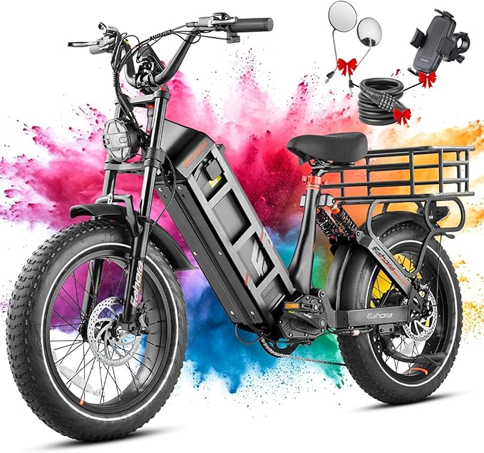 2026 eAhora Juliet Pro 2 EBike - Dual Motor 5400W/1200W 30-43MPH 60V 70Ah 200Mile Long Range Electric Bike for Adults, 20'' Fat Tire Fast Electric Mountain Bike Full Suspension Electric Bicycle