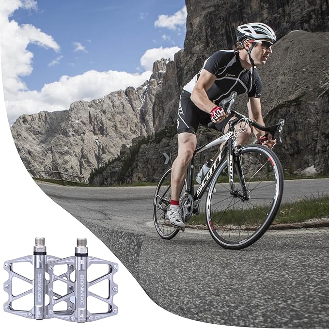 Mountain Bike Pedals 9/16" Alloy Lightweight MTB Pedals Sealed Bearing Flat Road Pedals