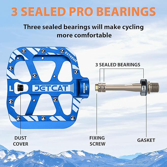 Mountain Bike Pedals Flat - MTB Pedals Flat, Bicycle Pedals, Road Bike Pedals, BMX Pedals, for BMX MTN Road Gravel EBike, Specialized Parts, Adults, Aluminum Metal Stamp 9/16"
