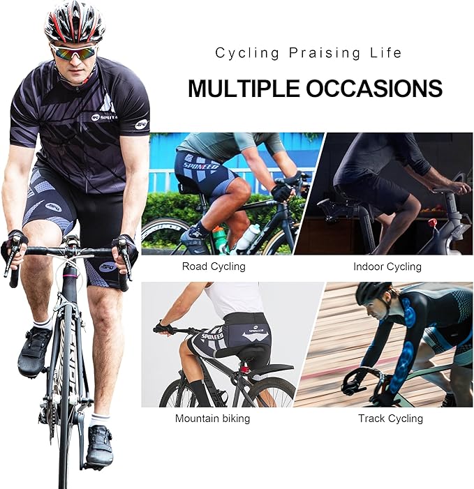 sponeed Men's Cycling Shorts Padded Bicycle Riding Pants Bike Biking Clothes Cycle Wear Tights