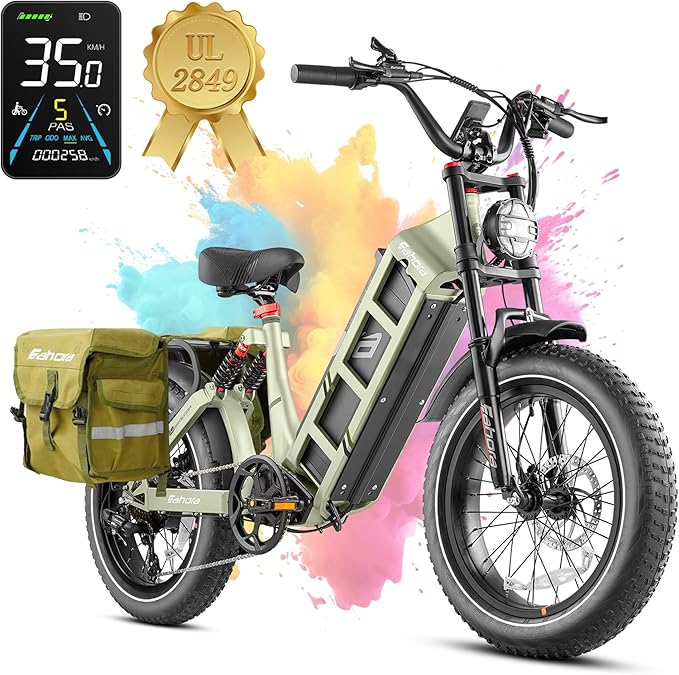 eAhora 2026 Juliet Pro 2 43-31Mph Electric Bike for Adults 5400W Dual Motor Ebike 60V/70Ah 48V/60Ah 200+Miles Long Range Electric Bicycle 20" Fat Tires Full Suspension Electric Mountain Bike