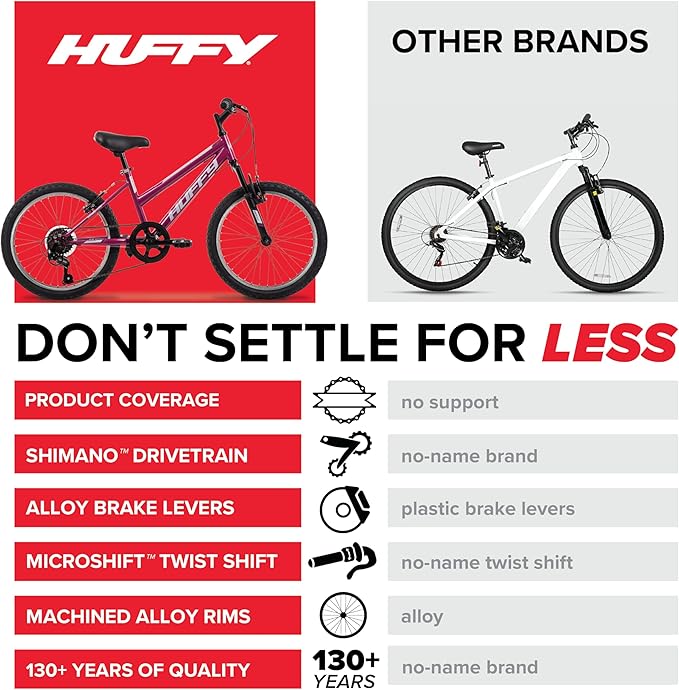 Huffy Stone Mountain Bike for Men and Women, 20”/24”/26”, 6-Speed (20”) or 21-Speed, Front or Dual Suspension (Varies), Multiple Colors, Adjustable Saddle, Shimano Equipped, All-Terrain Tires