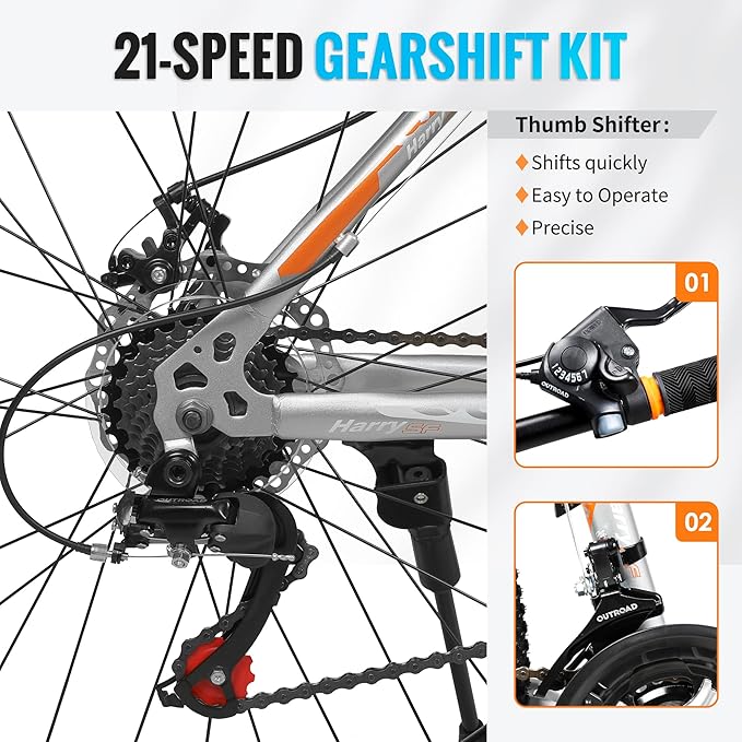 26 inch Mountain Bike 7/21 Speeds Lightweight Cycling Bicycles, Dual Disc/V Brake,Bicycle for Men and Women, Adult Bike, Road Bike
