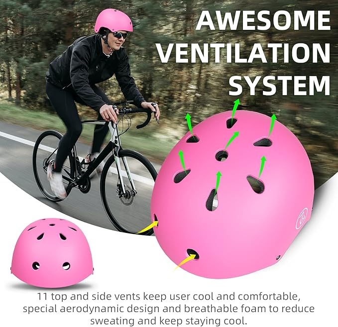67i Bike Helmet Skateboard Helmet for Adult Cycling Bicycle Scooter Helmets for Men Women Adjustable for Multi-Sport Bicycle Scooter Inline Cycling Skateboarding