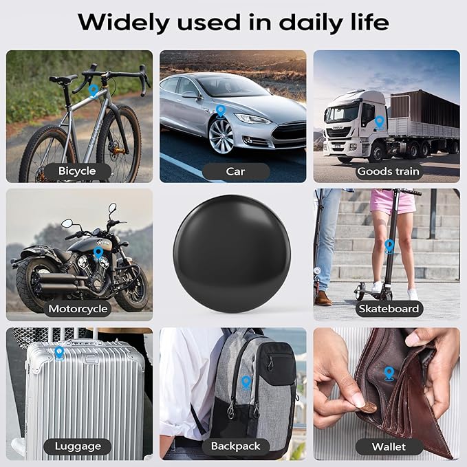 Mini GPS Tracker for Vehicles, Magnetic Hidden CarTracker with 360-Day Battery, No Monthly Fee, No Subscription Required only Support Find My (iOS), Black