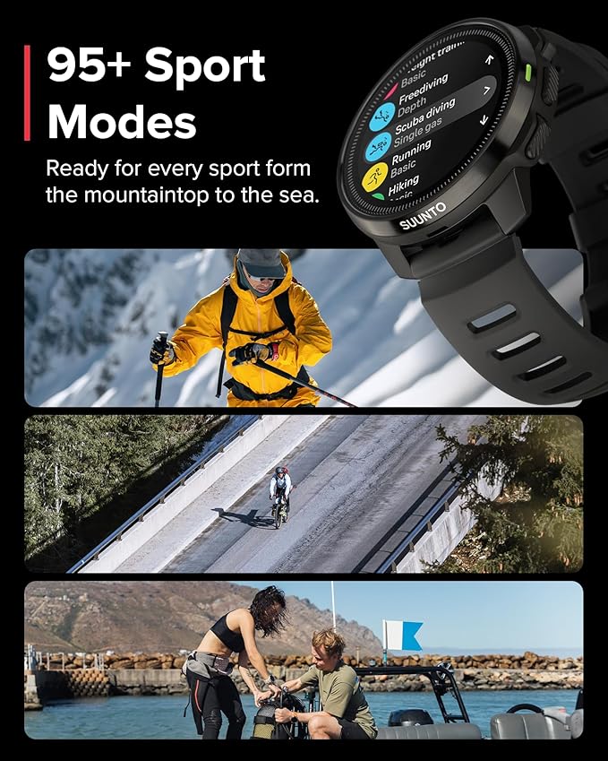 SUUNTO Ocean Dive Computer, GPS Multisport Watch for Training, Underwater Route Tracking & Wireless Tank Pressure Monitor, AMOLED Touchscreen, Dualband GNSS, Offline Map, 26D Battery Life, All Black