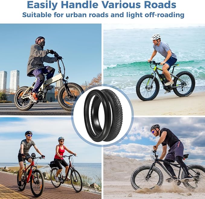 20 x 3.0 in Fat Bike Tires & Tubes, 20 Inch Fat Tire Folding Tires, 76-406 20x3.0 Ebike Tires with Levers, 20x 3.0 Electric Bike Tire for Mountain Bikes & Ebikes