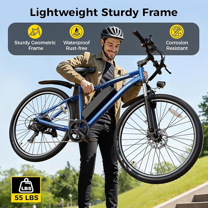 Electric Bikes for Adults, 26"/27.5" E Bikes for Adults with 1200W Peak Motor, 28 MPH, 50+ Miles Range Electric Bicycle, E Mountain Bike with 480WH Removable Battery, UL Certified
