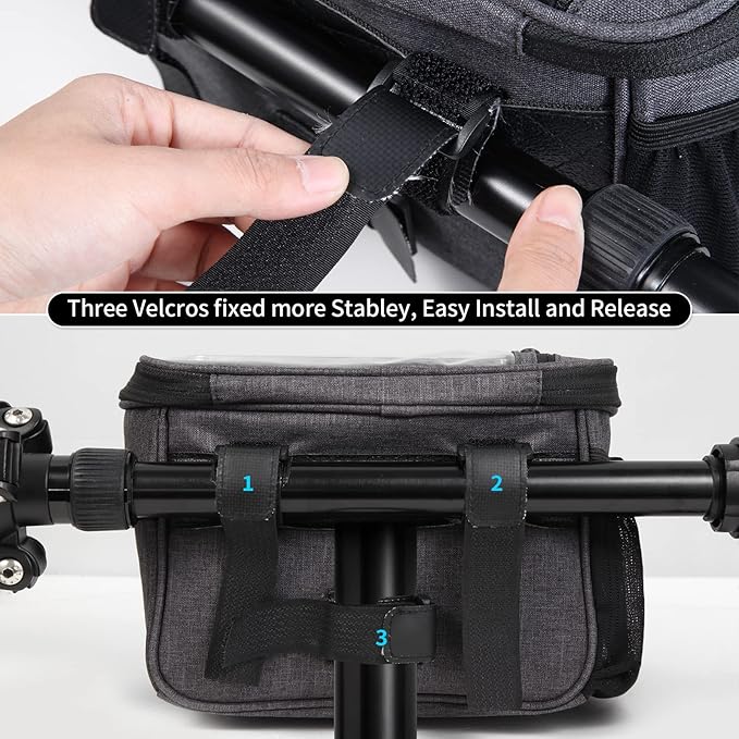 Bike Handlebar Bag,Large Bicycle Front Storage Pouch Bag,6.5 inch Transparent Pouch with Shoulder Strap