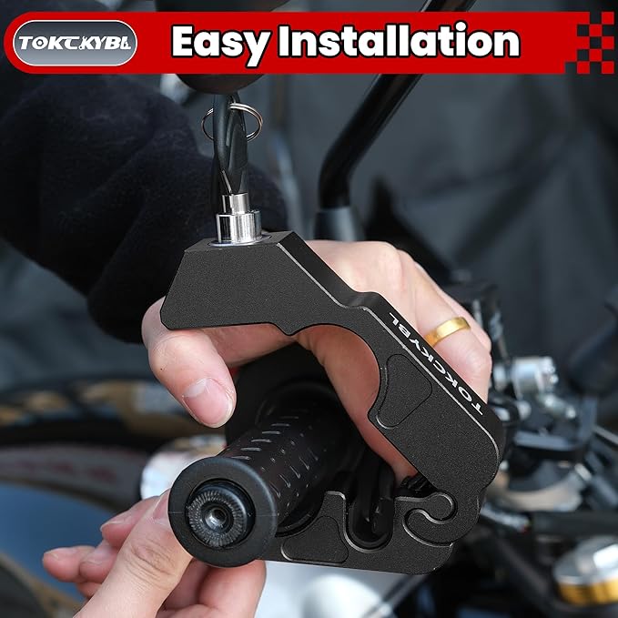 Motorcycle Lock, Heavy Duty Anti Theft Helmet, Brake and Handlebar Lock, Universal for Motorcycles, ATVs, Dirt Bikes, Mopeds，Scooters, Black