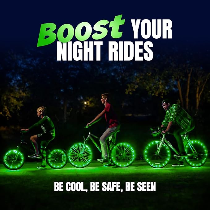 Activ Life 2-Tire Pack LED Bike Wheel Lights with Batteries Included, Get 100% Brighter and Visible from All Angles for Ultimate Safety and Style