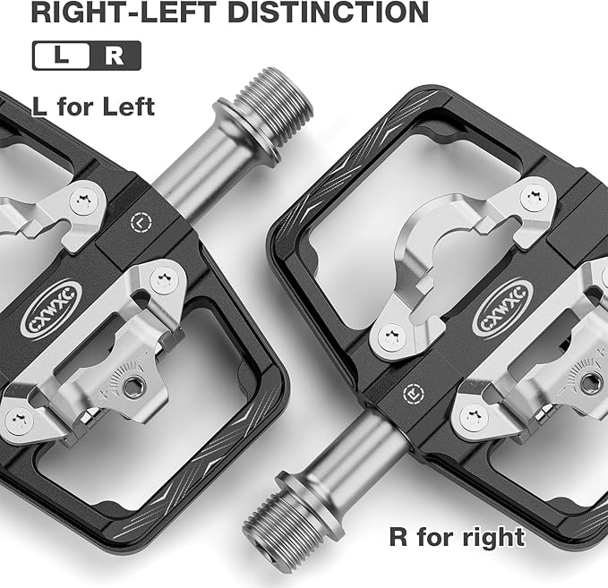 CXWXC Mountain Bike Pedals Compatible with Shimano SPD Cleats - Dual Sided Plat & Clip Pedal, 9/16” Bicycle Platform and Clipless Pedals for Road, MTB, and Hybrid Bikes