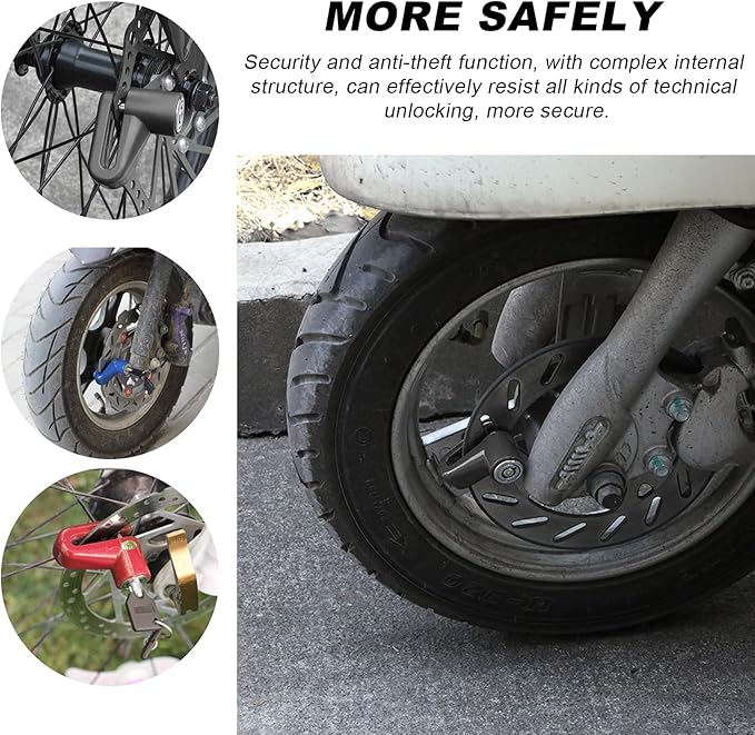 2 PCS Motorcycle Disc Brake Lock, Anti-Theft Security Wheel Disc Brake Lock with Keys, Universal Safety Disc Lock for Bikes Scooters Motorcycles, Motorcycle Accessories (Black)