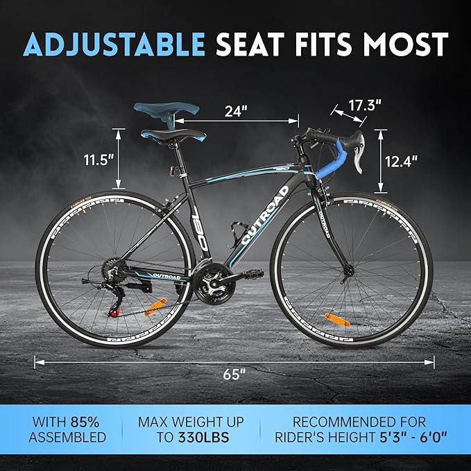 Outroad Hybrid Bikes, 26 inch 14/21 Speed 700C Wheel Road Bike with Light Aluminum Alloy Frame Commuter Bicycle with Dual Disc/V Brakes for Adult Women and Men Blue,Red,Black,White