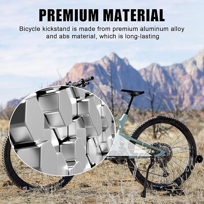 E Bike Kickstand for Adult Bikes, PSLER Adjustable Ebike Kickstand Heavy Duty Antislip Bike Kick Stand for 24"-29" Electric Bike Road Bike Adult Bikes Mountain Bike