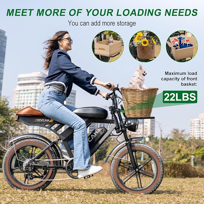 MOVCAN V30 Series Electric Bike for Adults, 3000W/1500W/1000W Motor, 20" Fat Tire Ebike, 37.5MPH/32MPH/28MPH, 120/70Miles, 48V 40Ah/31.2/15.6Ah Dual Battery Motorcycle Ebike for Commuting/Off-roading