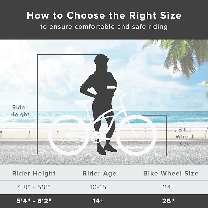 sixthreezero Urban Lady Beach Cruiser Bike, Women's 3 Speed Hybrid Bicycle