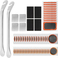 66PCS Bike Tire Repair Kit - Bike Tire Patch Kit with 56 Vulcanizing Patches, 2 Premium Stainless Steel Levers,Tools Inner Tube for Mountain Bike Accessories BMX Road Bicycle Ebike Scooter