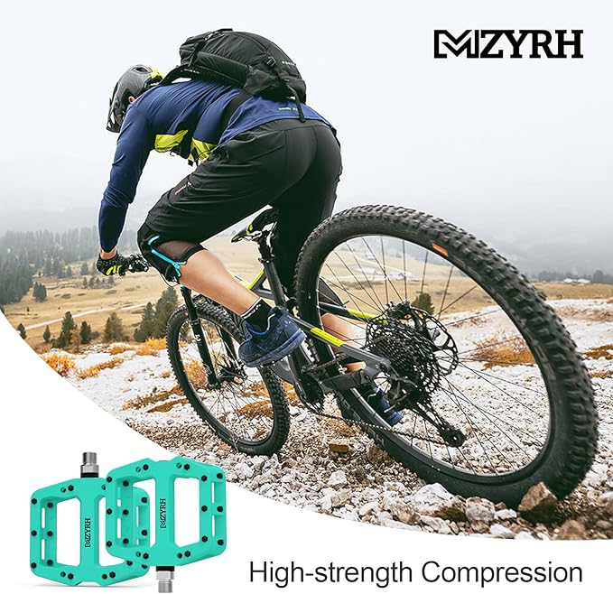 MZYRH Mountain Bike Pedals 9/16" 3 Sealed Bearings Lightweight Non-Slip Nylon Fiber Bicycle Platform Pedals for Road BMX MTB