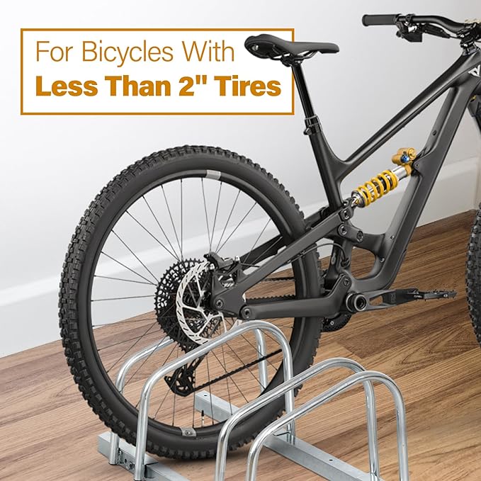 F2C 1-6 Bike Floor Parking Rack Adjustable Bicycle Stand Organizer for Garage Storage, Indoor and Outdoor Silver